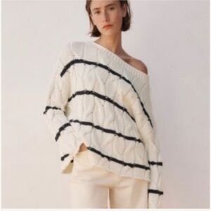 ZARA Oversized Sweater White with Black Stripes Size Medium